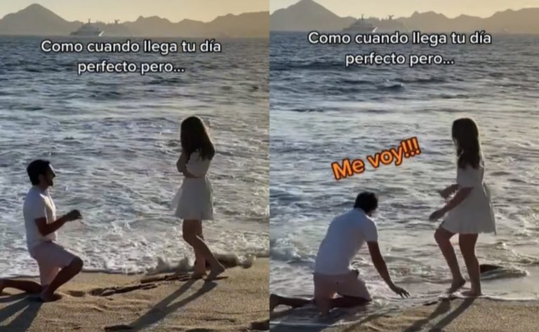 Video: Le propone matrimonio a su novia en la playa y se le cae el ...