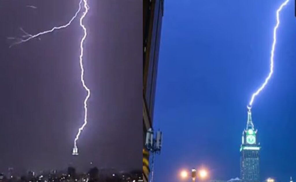 Sorprendente! Captan impacto de un rayo en un edificio